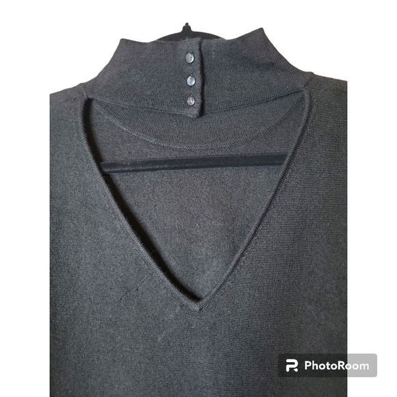 Nicole Miller NY Merino Wool Open Back Sweater, Large, Black, NWT - Picture 6 of 8